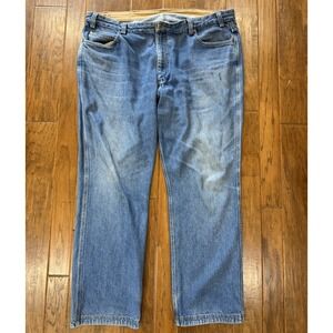 Duluth Trading Company Jeans Men 44x34 Relaxed Fit Blue Denim Work Big Tall Long